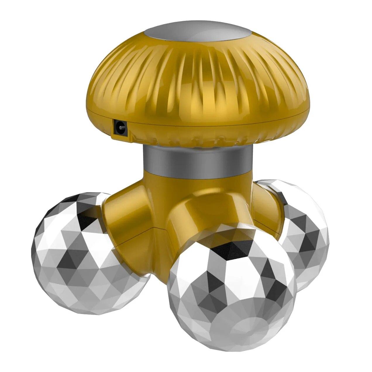 

Электрический ручной вибрационный массажер, 3 разминающие массажные головки для тела, плеч, шеи, массаж, релаксация, мини-массажер золотой