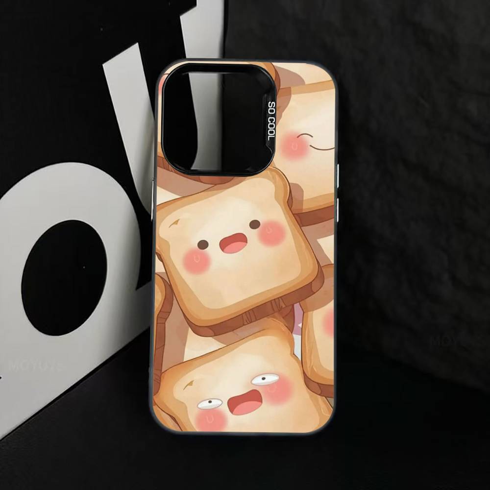 Cute Bread Illustration Phone Case For iPhone 17,16,15,14,13,12,11 Plus,Pro Max,XS,Colorful Silver Phone Case Funda Cover