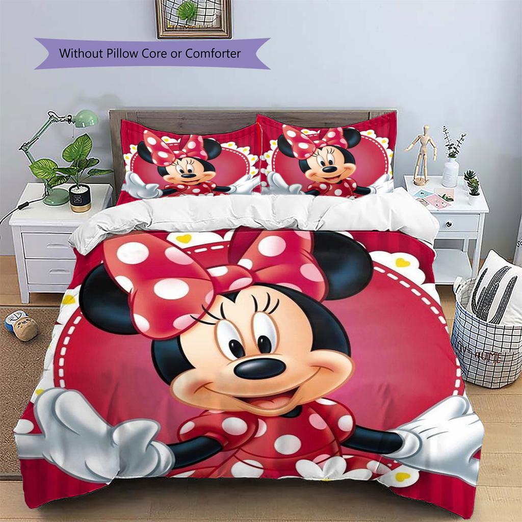 Retro Ink-wash Style Minnie Mouse Themed Print Bedding Set Warm and Comfortable The Perfect Choice for Decorating Child Bedroom