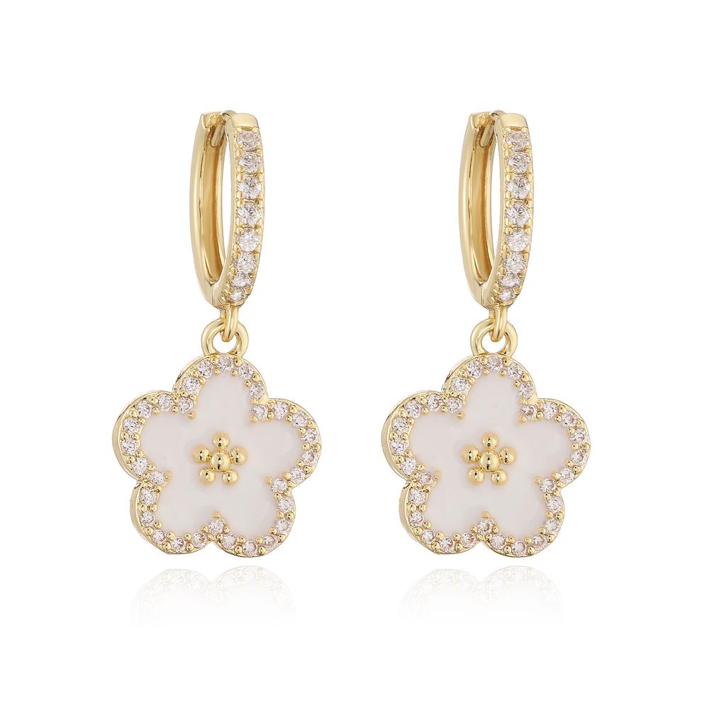 Enamel Dripping Glaze Exquisite Floral Zircon Jewellery Earrings/Necklace Women's Charm Amulet Good Fortune Accessories