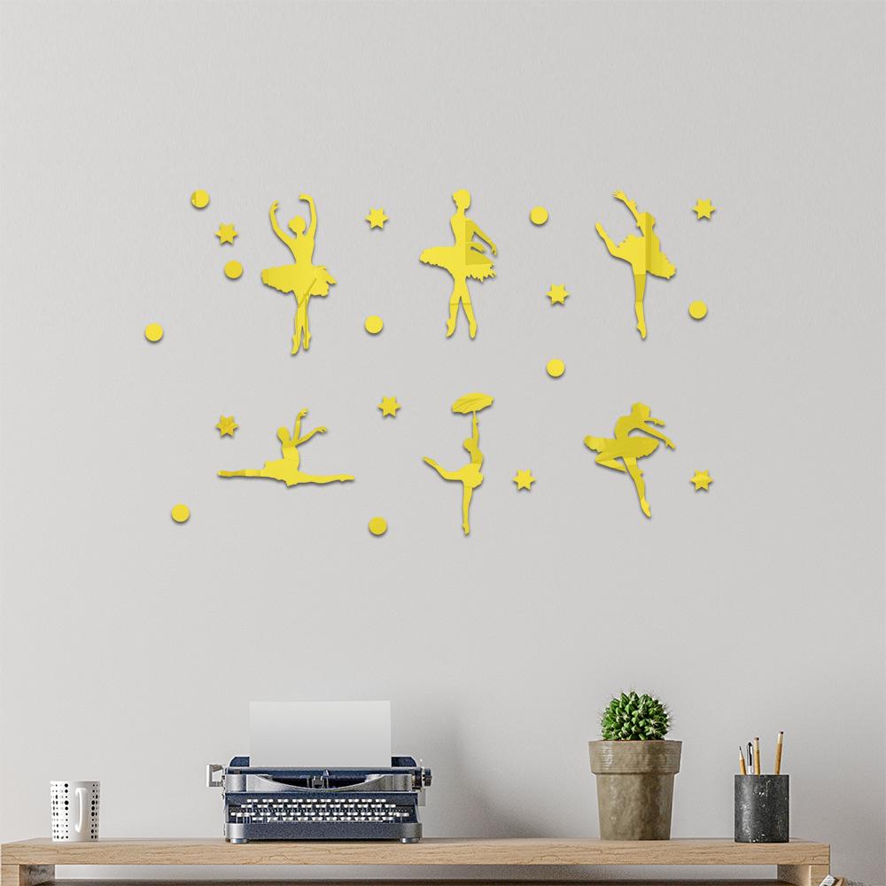 Ballet Girl Acrylic Mirror Wall Sticker for Kids' Room or Dance Studio