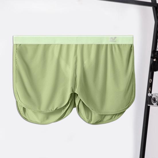 Men Home Shorts Solid Color Bouncy Loose Breathable Fine Mesh Underwear Quick Drying
