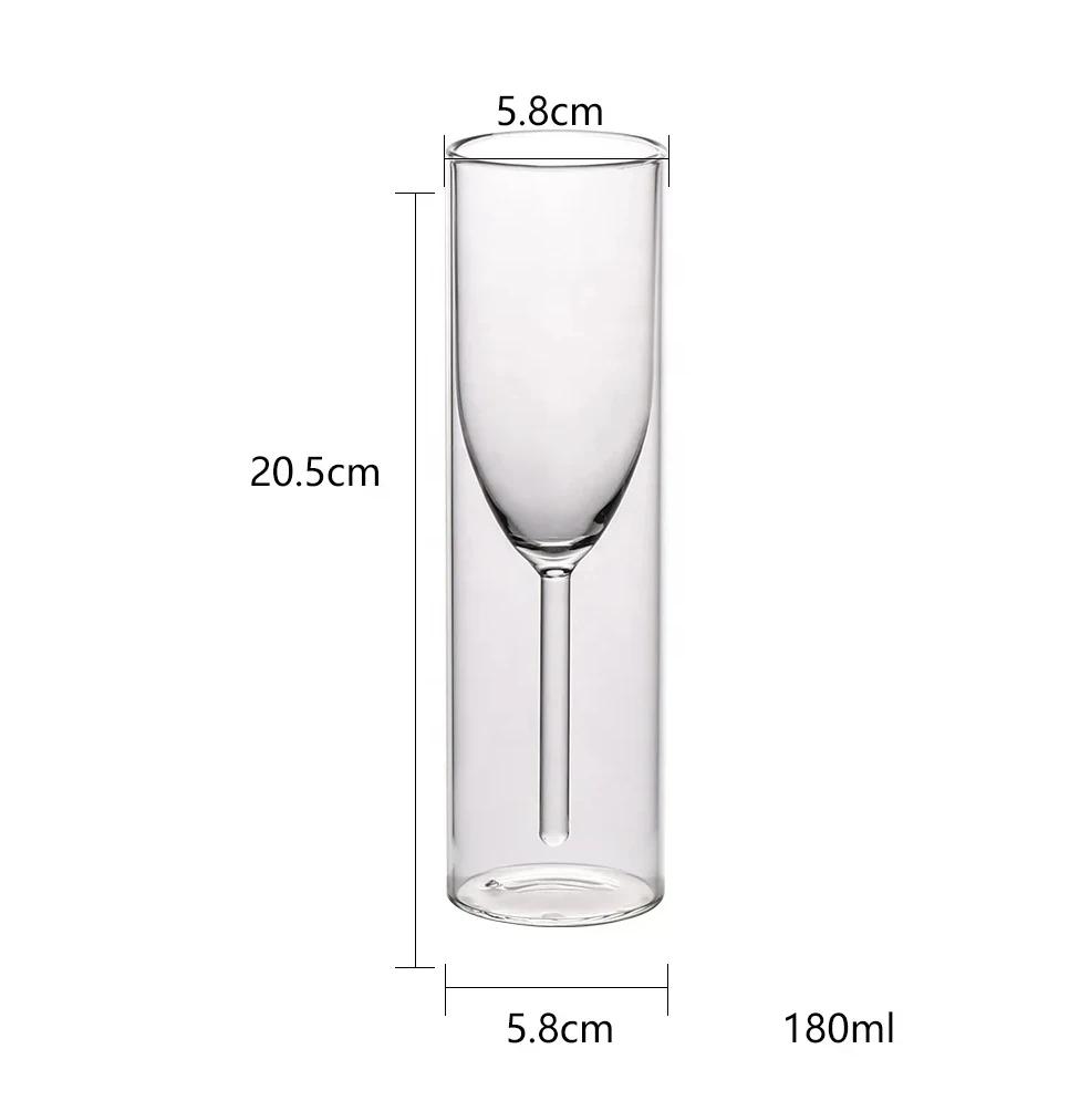 Creative 120ml Double Wall Glass Champagne Champagne Flutes Stemless Wine Glass Goblet Bubble Wine Cocktail Wedding Party Cup 120ml