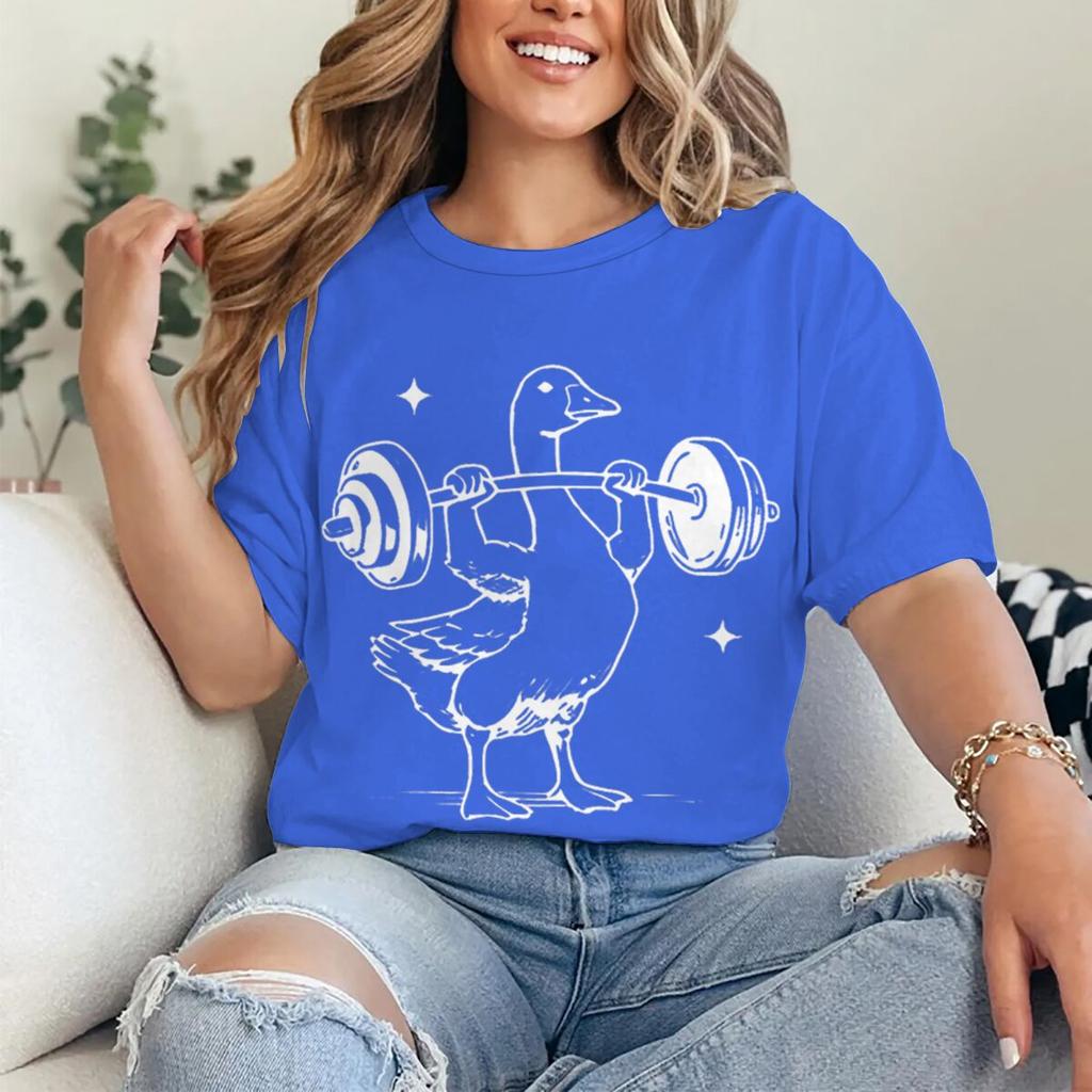 Gym Goose Weightlifting T-shirt Women Unisex Fun Fitness Duck Animal Lover Casual Unisex Streetwear Tee Gifts Tops