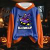 Women's Fashion Long Sleeve Hoodie with Halloween Print Drawstring Pullover