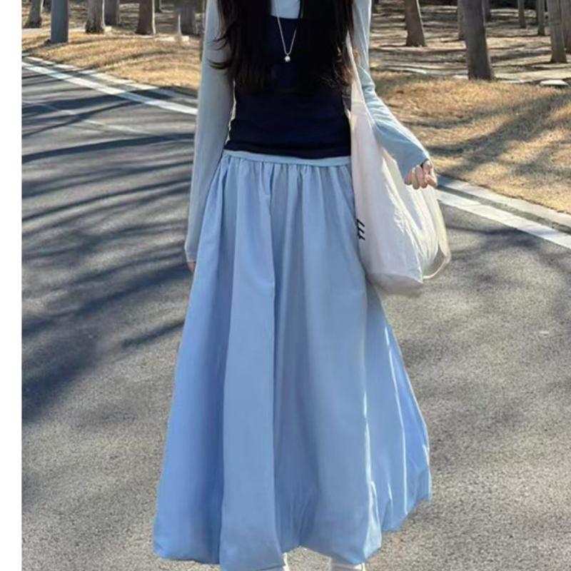 Grauer flauschiger Blütenknospenrock für Damen im Sommer Dünner Eisseiden-Laternenrock Hohe Taille Schlank A-Linien-Midirock