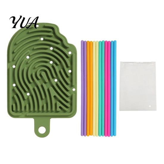 Stress Relief Tools Silicone Sensory Activity Board, Christmas Tree Rainbow Ice Stick French Fries Portable Fidget Toys Board with Strings, Silent Toy