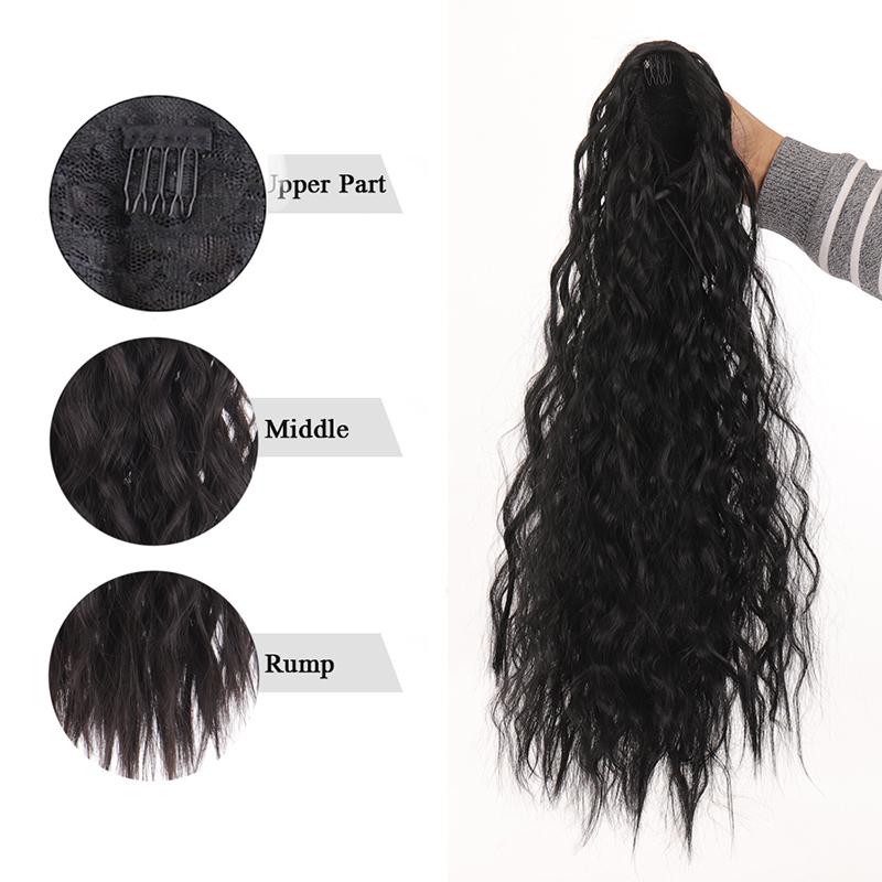 Drawstring Puff Long Kinky Afro Curly Ponytail Synthetic African American Hair Extension Ponytail Clip In Hairpiece