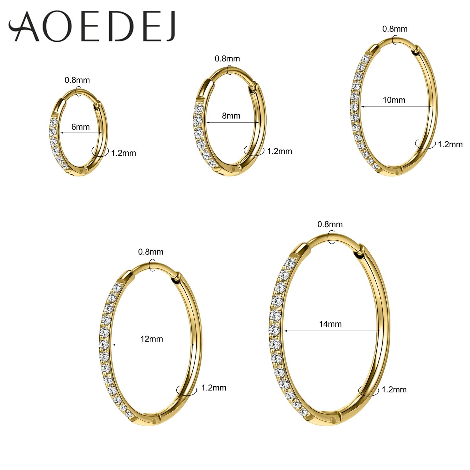 

AOEDEJ 1 PC 20G Stainless Steel Hoop Earring Women Men 6/8/10/12MM Round Earrings CZ Crystal Ear Conch Helix Cartilage Jewelry 6MM