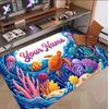 Fish Ocean Theme Soft Crystal Velvet Rug Custom Name & Text Print Non Slip Floor Rug for Bedroom Living Room