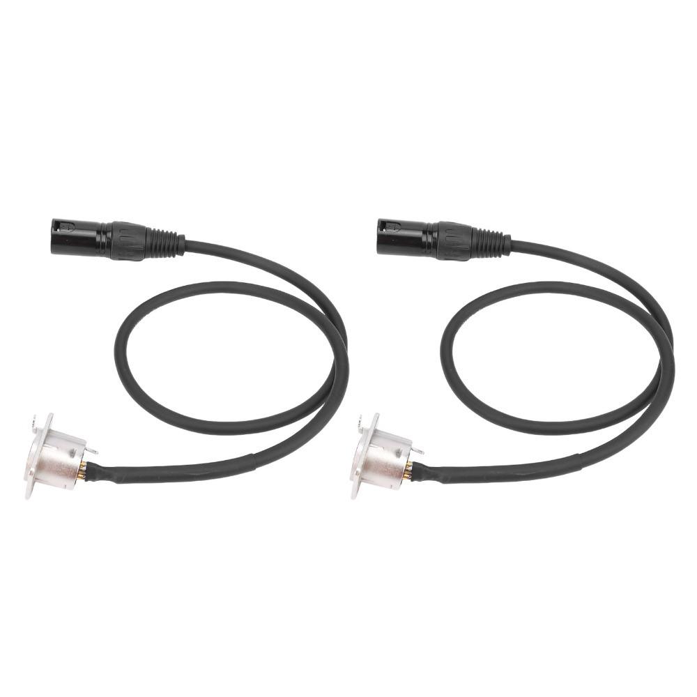 2 Pcs 0.6m / 1.97ft Panel Mount Adapter No Solder Mic Feed Thru Converter  for Patch Panel чёрный