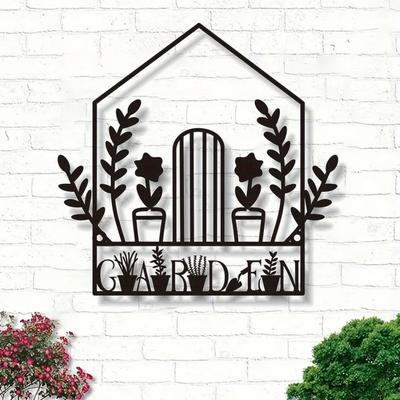 Stilvolles 1-teiliges Gartenschild aus Metall – Wandkunst für Gärten. Ästhetische Hof- und Gewächshausdekoration, ideale Außendekoration mit Garten