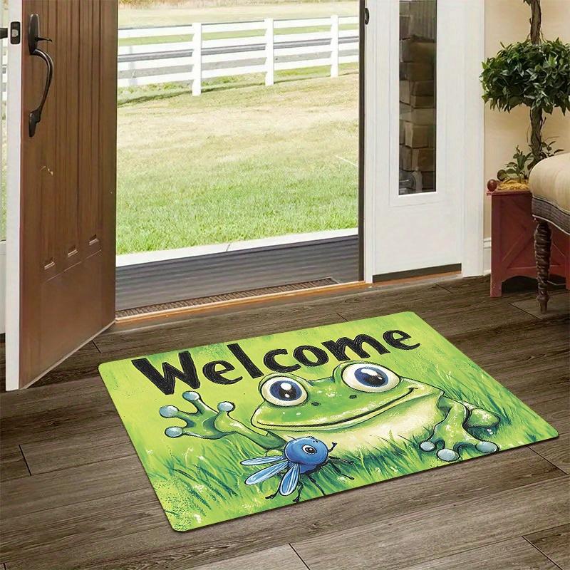 Cartoon Frog Non-Slip Indoor Door Mat, Soft Non-Slip Bathroom Mat, Indoor and Outdoor Entryway Rug, Home Decor