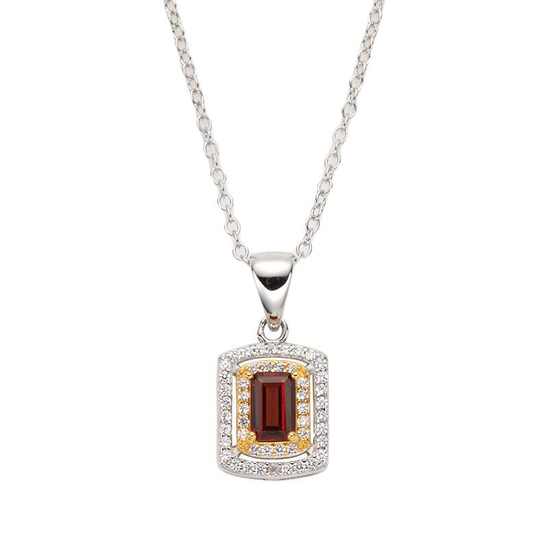 S925 Sterling Silver Plated 18K Gold Natural Gemstone Color Treasure Pendant Necklace Light Luxury Premium Clavicle Chain Jewelry