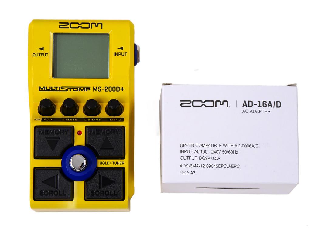 original ZOOM with 200 types of [Includes adapter] MS-200D+ Multi-Stomp Pedal, Yellow, distortion.