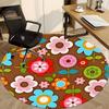 1pc Floral Pattern Chair Carpet for Office, Round Polyester Mat, Indoor Decor for Office, Easycare Fabric, Washable Non-slip Area Carpet
