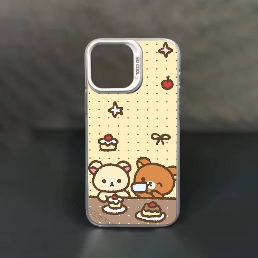 

Милый мишка R-Rilakkuma Чехол для телефона iPhone 17,16,15,14,13,12,11,Pro,Max,Plus,Mini,X,XS,XR,8,S,SE Мягкий черный чехол iPhone15pro