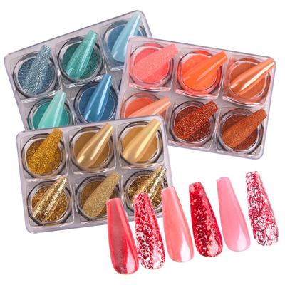 6 Stücke Nail Art Glitter Nail Art Pulver glänzende funkelt Pigmentflocken Pailletten Nail Art Dekoration
