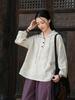 Artistic Retro Women's Long-Sleeved Hooded Linen Pullover Sweatshirt - Loose Casual Washed Cotton Top