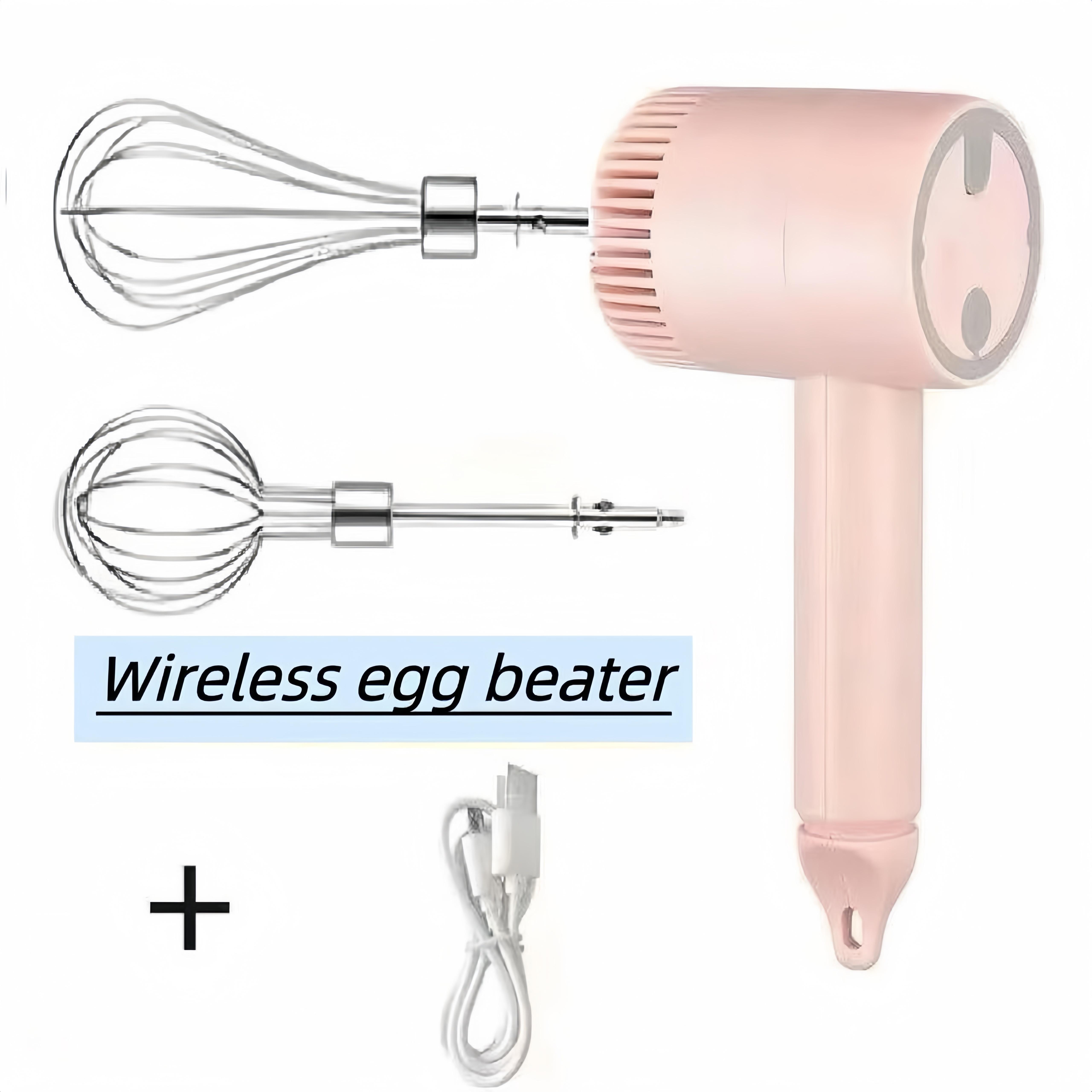 

Универсальный беспроводной электрический вспениватель молока и взбиватель яиц - заряжаемый через USB, 3-скоростной ручной миксер для приготовления пищи, в комплект входят 2 венчика розовый