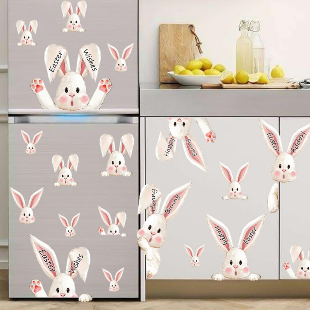 6 Blatt Osterhase Fenstersticker Frohe Ostern Fensteraufkleber Osterfensterdeko für Glasdekorationen Feiertags-Heimladen Fensterglasdekoration
