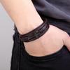 European American Stainless Steel Bracelet Men Crucifix Bracelet Leather Bangle