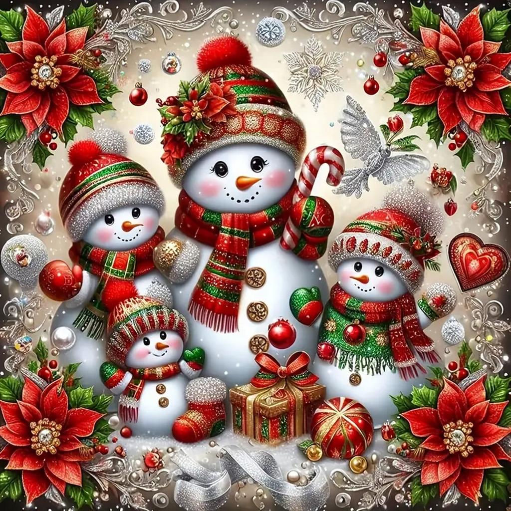 DIY Full Round Diamond Painting Cross Stitch Merry Christmas Santa Claus Snowman Home Decoration Arts Diamond Painting 5d Diamond Art Painting