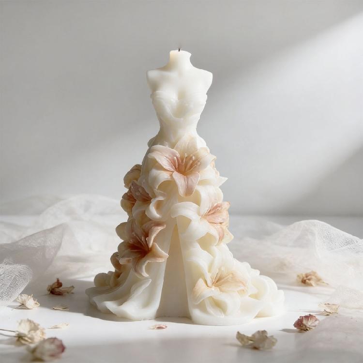 Wedding Dress Shape Silicone Molds for Handmade Scented Candle Soap Chocolate Wedding Home Decoration and Resin Casting