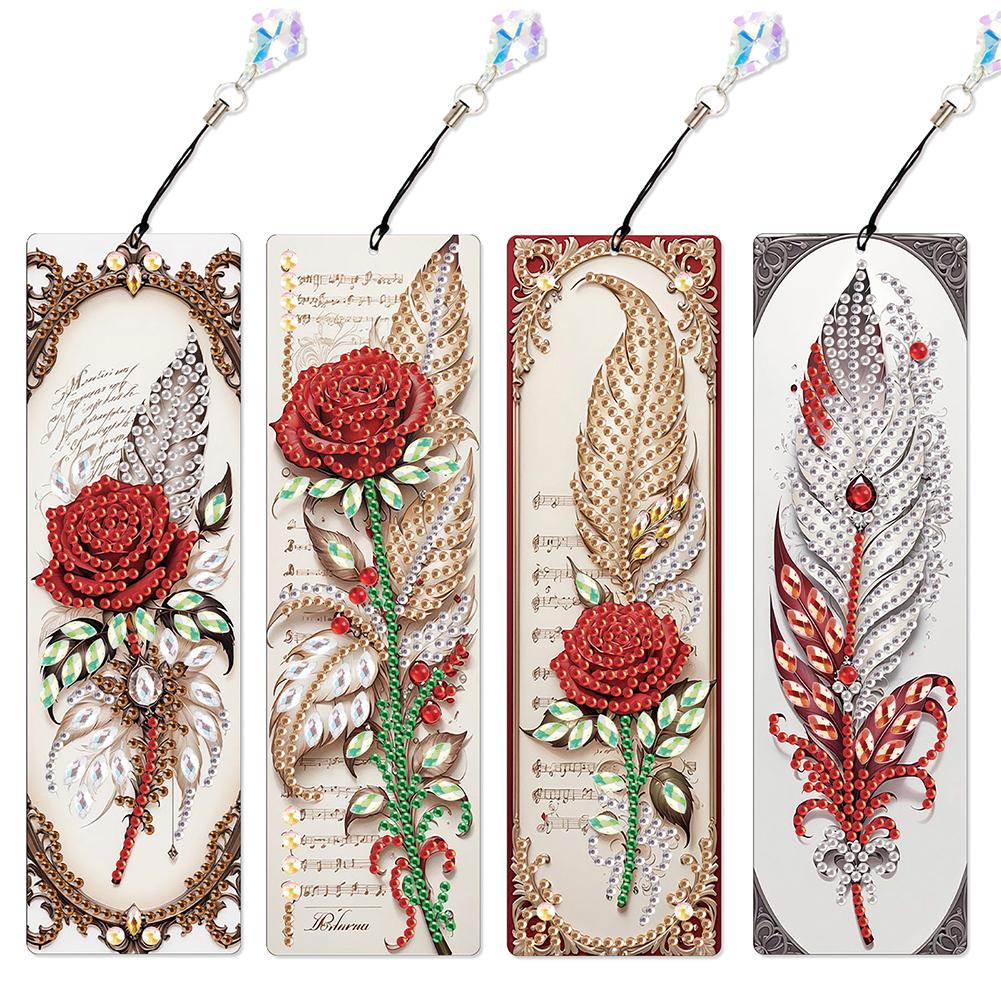 4Pcs DIY Irregular Shaped Diamonds Diamond Art Bookmark for DIY Making Beginners Adult Art Craft Supplies Handmade Birthday Gift