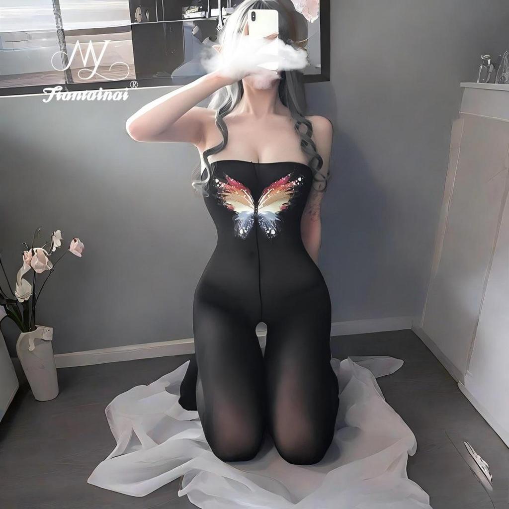 Sheer Temptation: Tearable Lingerie Bodysuit & Stockings Set