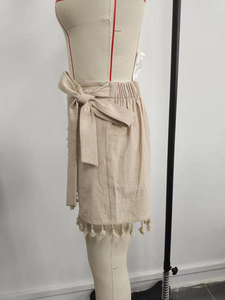 Boho Quasten Mini-Strandrock & Bind-Baumwollshorts für Damen - Frühjahrs-/Sommerkollektion