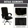 Computer Office Chair Cover Soft Velvet Solid Color Removable Spandex Armchair Slipcover
