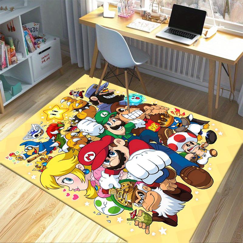 1 Stück Super Mario Bros. Anime Cartoon Design Büroteppich, Rutschfester Teppich für Heimdekoration, Wohnzimmer, Schlafzimmer, Spielzimmer & Wohnheim Perfekt