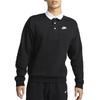 Nike Club Fleece Color-Block Kragen Logo Langarm Poloshirt Herren Oberteile Schwarz DX0538-010