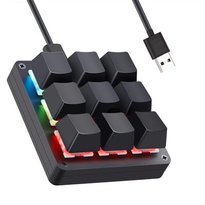 Koolertron Klávesnica s programovateľnými skratkami Herná klávesnica s mechanickými RGB Video Kompatibilná s Windows Mac Klávesy pre ľavákov, Jednoručná