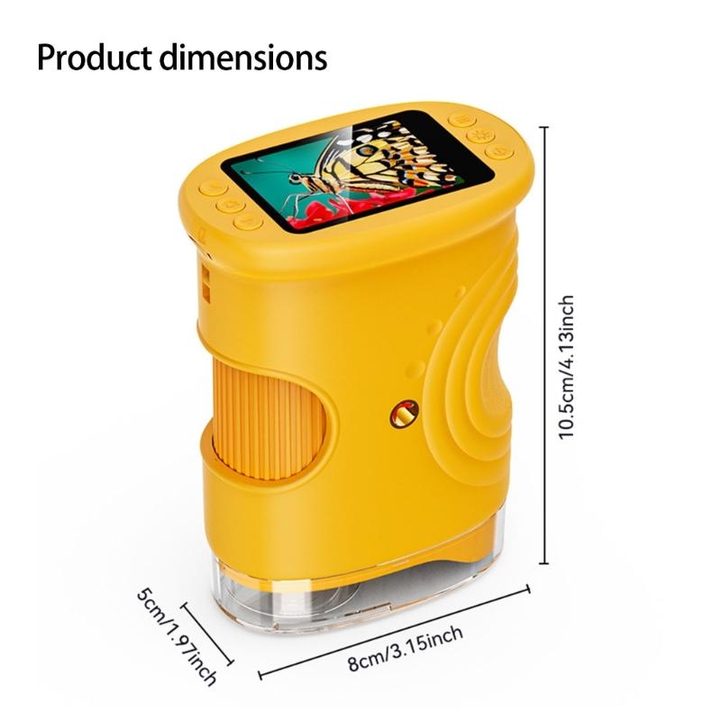 Microscopio Digitale da 2 Pollici per Bambini Lente d'Ingrandimento Portatile Fotocamera con Ingrandimento 1000X e Sistema di Illuminazione LED Integrato
