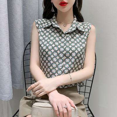 New Sleeveless Shirt for Women In Hong Kong Style Slim and Versatile Fashion Shirt Korean Loose Commuter Chiffon Shirt