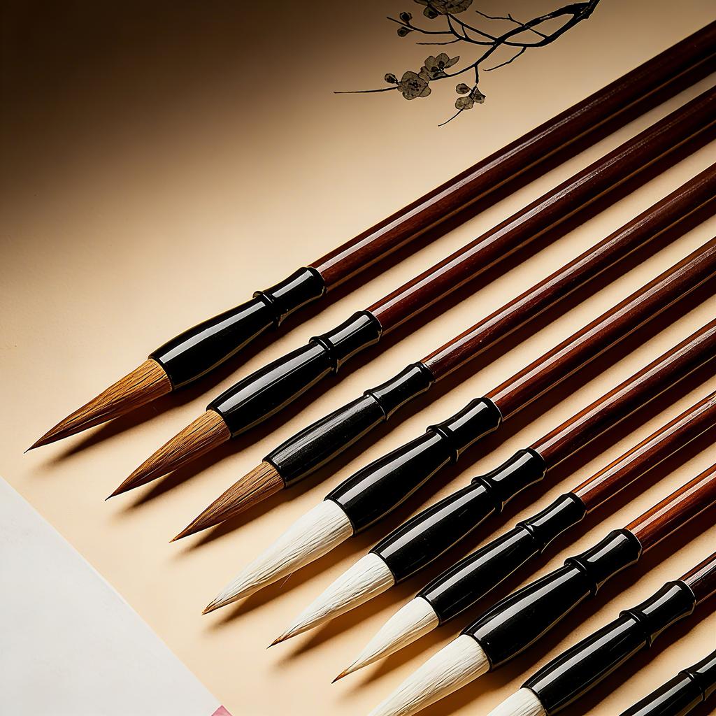9 Stück Traditionelle Chinesische Kalligraphie Pinsel Ölmalerei Wolfshaar Schriften Schreibpinsel Öl Aquarell Holz Kunst Malpinsel