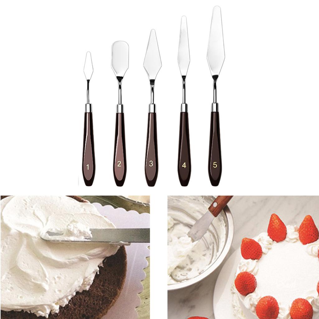 Professional Cake Decorating Spatulas Stainless Steel Spatulas Wooden Handle Baking Tool for Chocolate Fondant Art