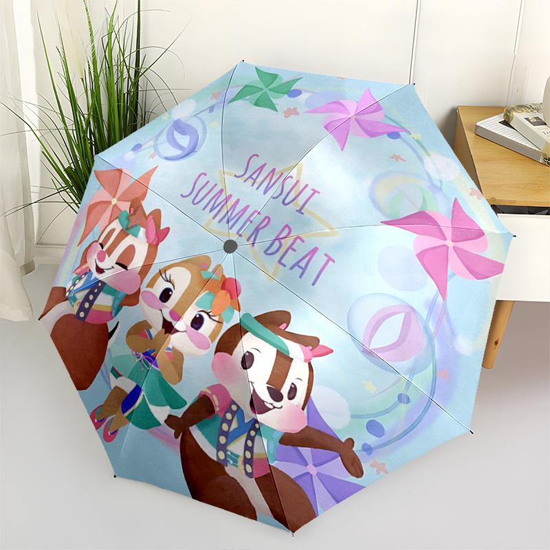 

1pc Disney Three Cute Characters Automatic Opening and Closing Umbrella - Lightweight 3-Fold Design, Suitable for Fans, Travel, Daily Use -