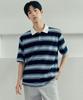 MINDBRIDGE Multi-Stripe Semi-Overfit Collared T-Shirt