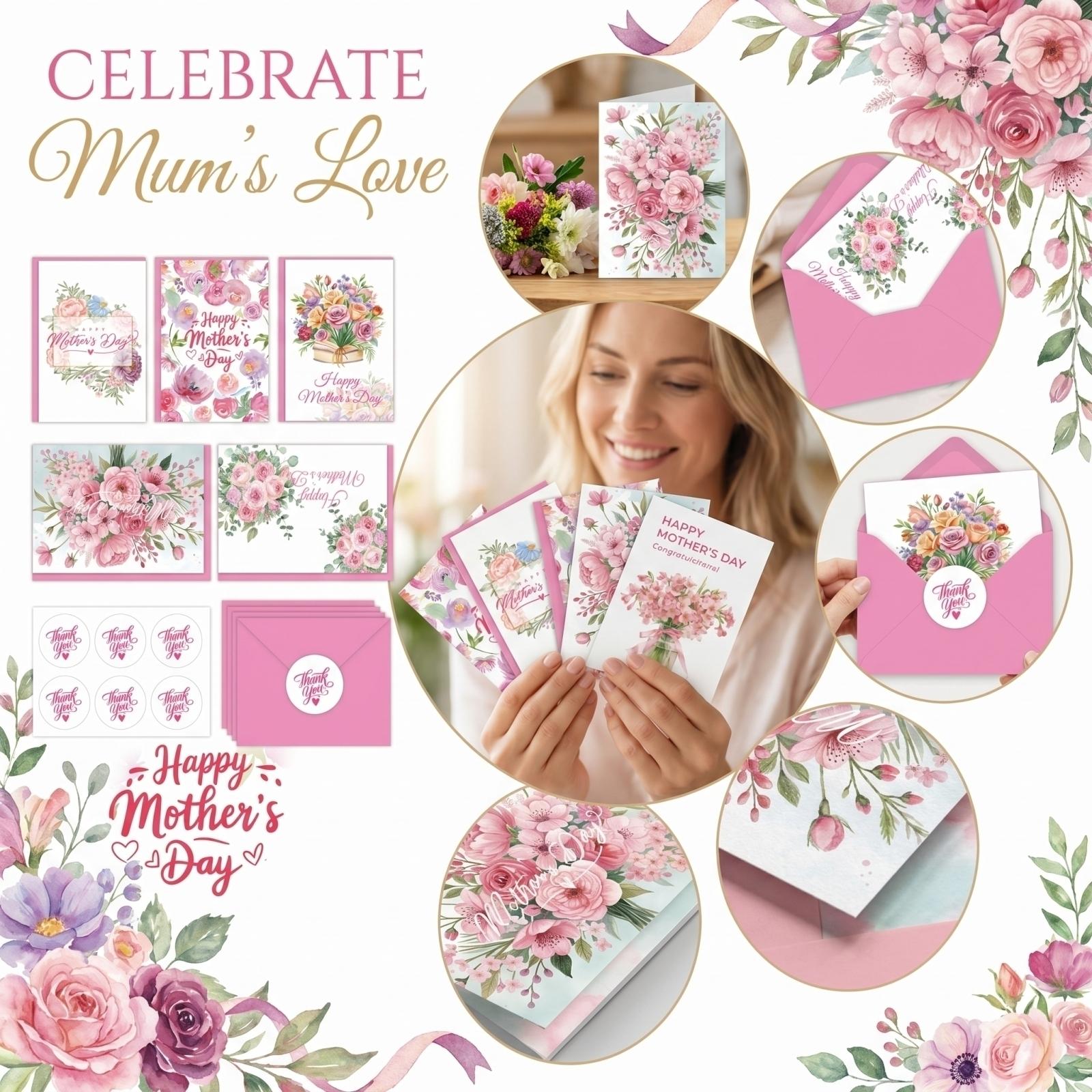 

Mother s Day Card Bouquet And Envelope Set One Size
