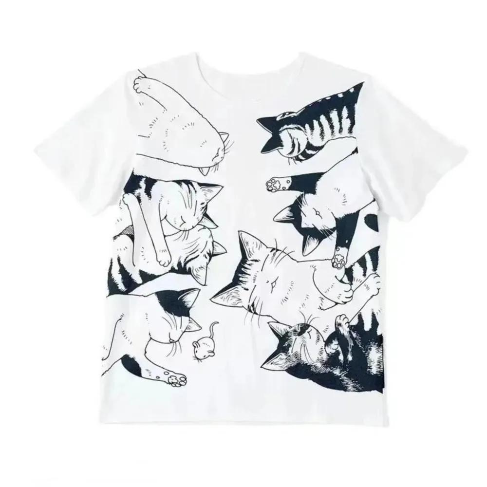 2025 new model Retro Summer Hip Hop Harajuku VintagePrint Oversized T Shirt Street Short Sleeve Casual Female Tshirts Punk Clot