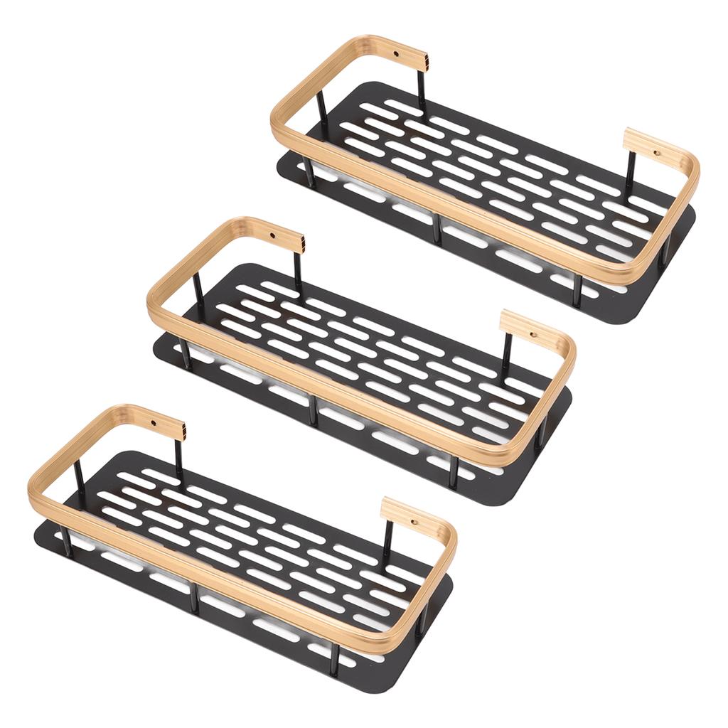 Shower Storage Rack 3 Layers Punch   Rectangle Aluminum Shower Shelf Basket for Home Bathroom