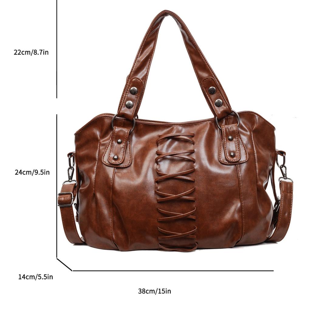 Vintage Coffee Shoulder Bag High End Lady Commute Handbag Quality Pu Leather Crossobdy Travel Tote Bag Female Big Shopping Bag