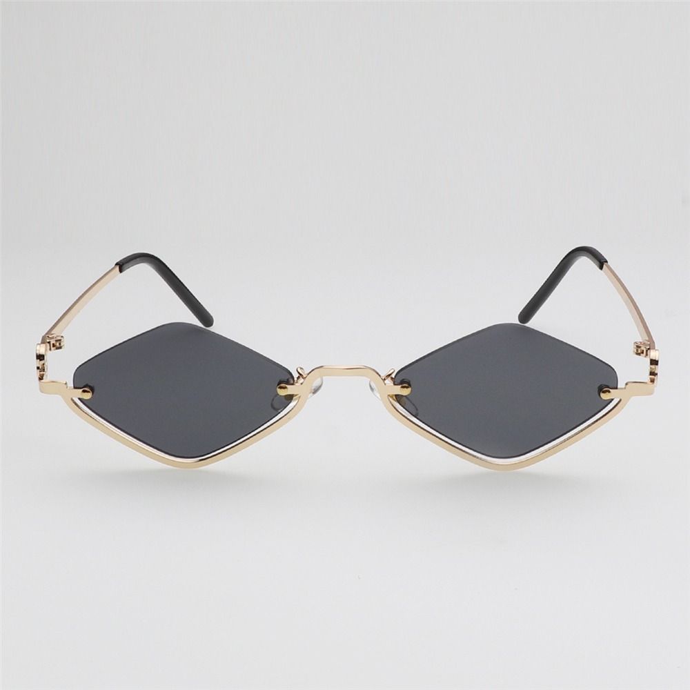 UV400 Protection Diamond-Shaped Women's Sunglasses Small Hip Hop Vintage Shades Narrow Metal Eyewear for Women & Men