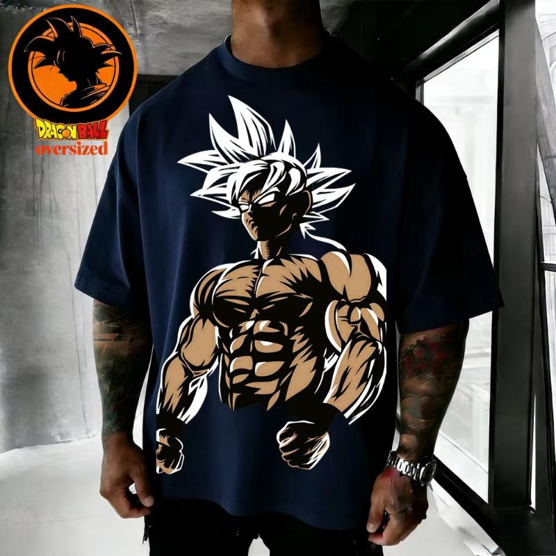 

2026 Summer Dragon Ball Retro Pure Cotton Mens Tshirt Wukong Printed Oversized Casual Shirt Unisex Parentchild Suit S