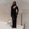 Hollow Sexy Long Skirt Knitted Tight Long Sleeve Autumn and Wintertime New Arrival Style Squid Dress