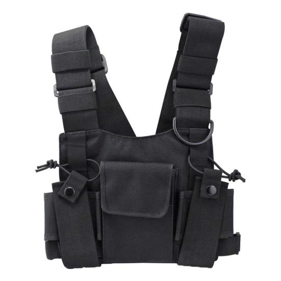 Universal Two Way Radio Chest Bag Hands-Free Walkie-Talkie Holder Adjustable Water Resistant Front Vest Bag