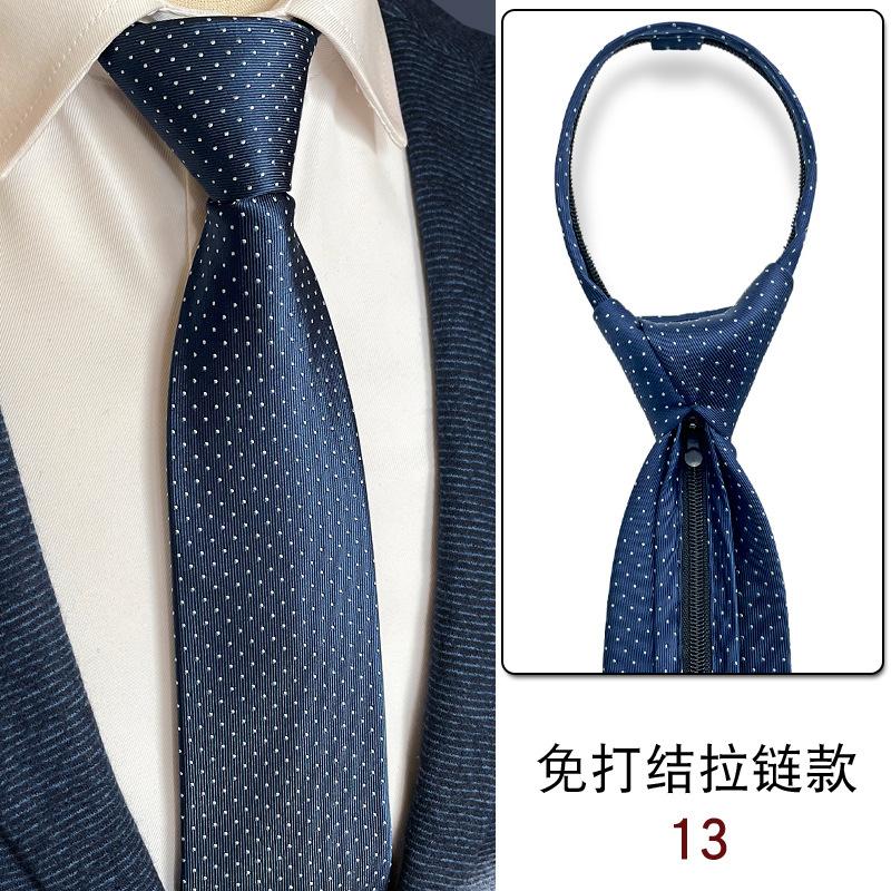No Knots, Lazy, Simple Zipper, Tie Tie, Formal Wear, Business Work, White-Collar Shirt For Sale, Dark Blue Stripes.